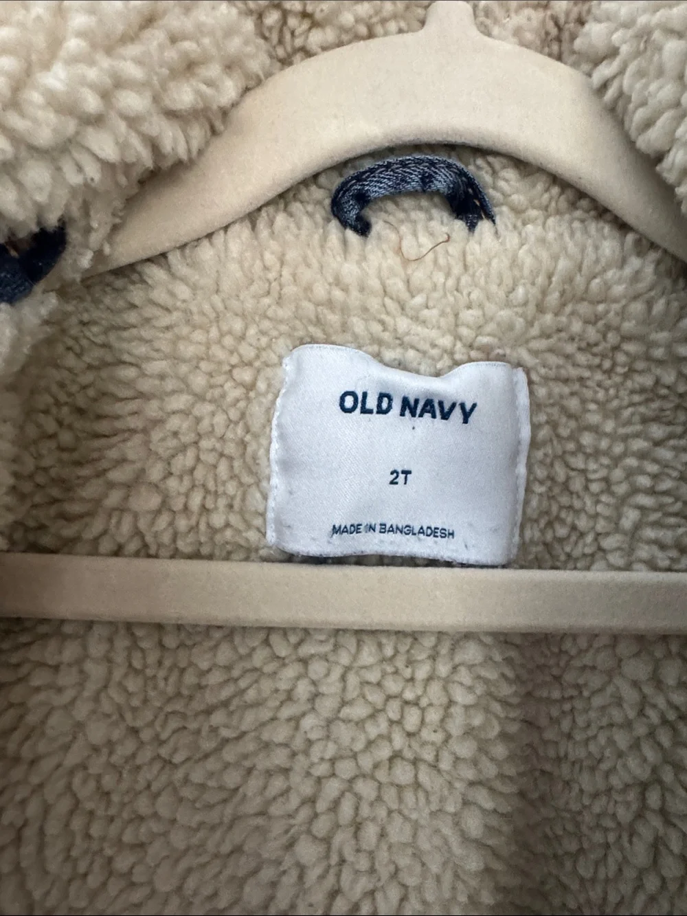Old Navy Indigo Denim Jacket with Cream Sherpa Collar